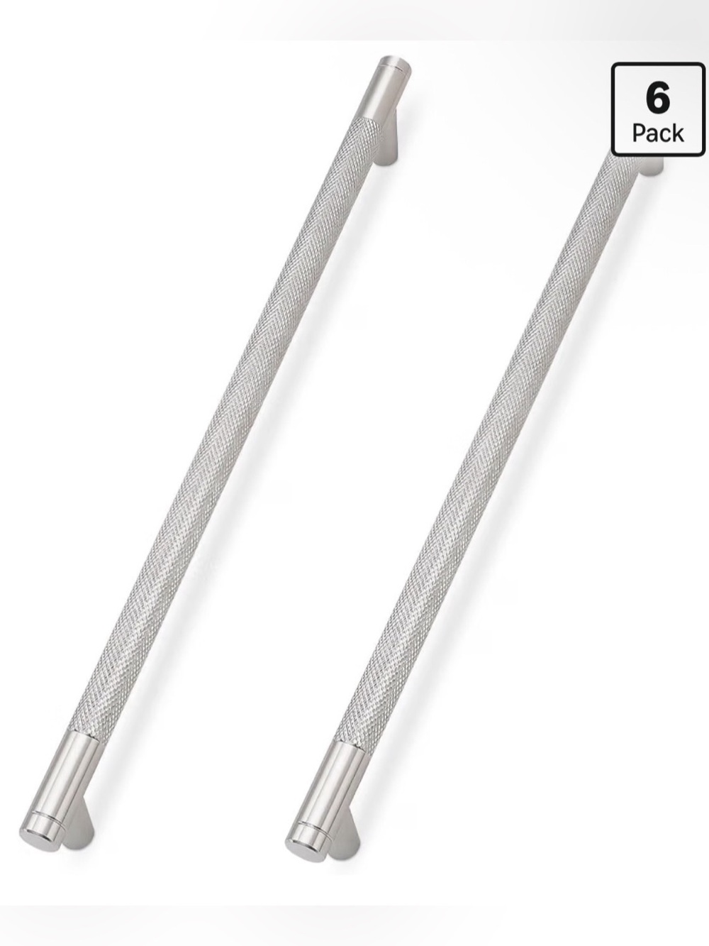 6 Pack Brushed Satin Nickel Cabinet Pulls knurled 10 Inch Hole Centers